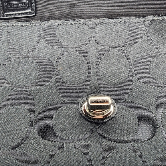 COACH Black Sateen Signature C Small Turn Lock Clutch Wristlet Hand Bag - Picture 9 of 10